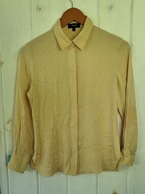 Theory Classic Fitted Button Front Fitted Silk Blouse